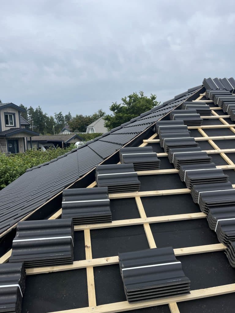 Takarbete, närbild av pannor